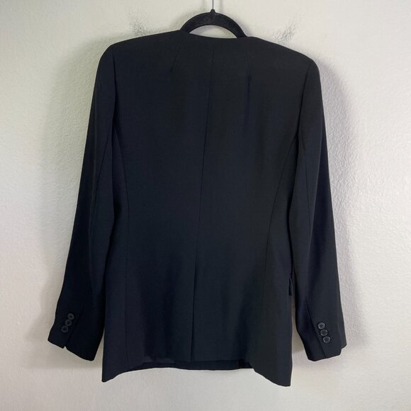 J Crew 365 Womens 4 Black French Girl Double Breasted Blazer Collarless Jacket - Picture 11 of 14